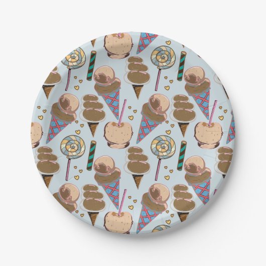 Eiscrememuster | Lollenmuster | Lollipop 25 Pappteller (Vorderseite)