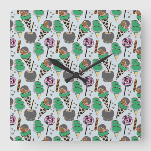 Eiscrememuster | Lollenmuster | Lollipop 30 Quadratische Wanduhr (Vorderseite)