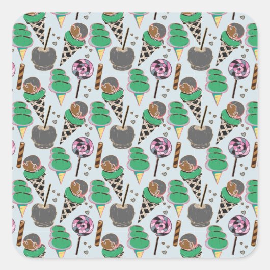 Eiscrememuster | Lollenmuster | Lollipop 30 Quadratischer Aufkleber (Vorderseite)