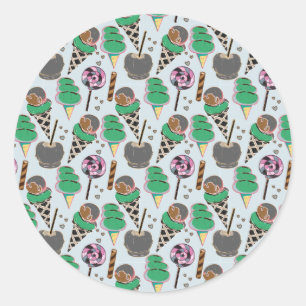 Eiscrememuster   Lollenmuster   Lollipop 30 Runder Aufkleber