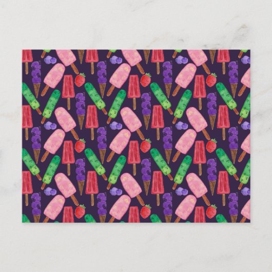 Eiscrememuster | Lollenmuster | Lollipop 6 Postkarte (Vorderseite)