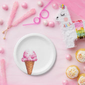 Eiscremeplatte, Aquarellpinken Geburtstag Pappteller (Party)