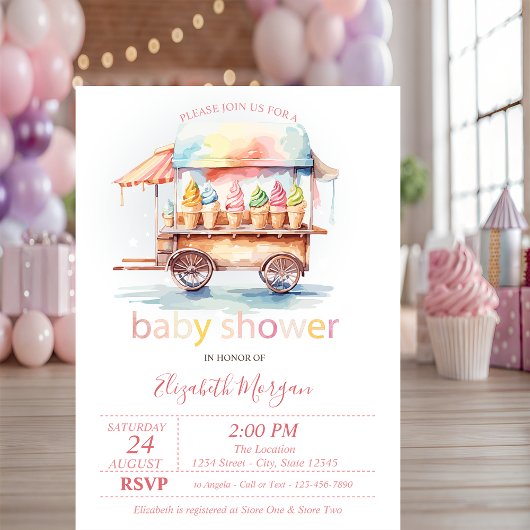 Eiscremes Dotted Baby Dusche Einladung