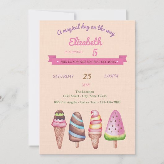 Eiscremes, Einladung zum Geburtstag (Vorderseite)