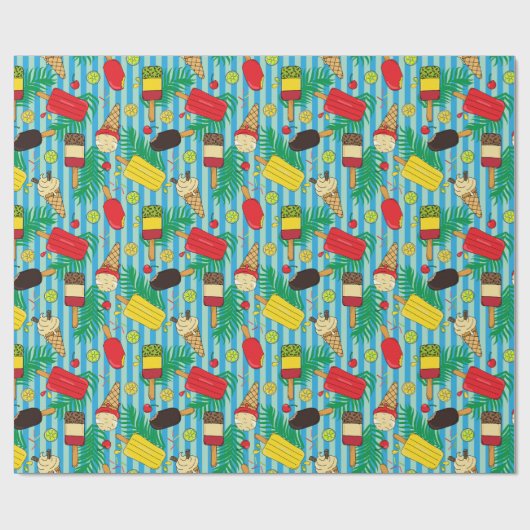 Eiscremes Popsicles Fruchtsalat Gemustert Geschenkpapier (Flach)