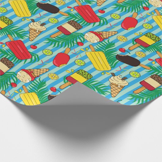 Eiscremes Popsicles Fruchtsalat Gemustert Geschenkpapier (Ecke)