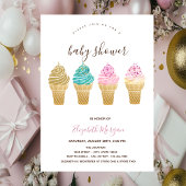 Eiscremes Rosa Stripte Kinderdusche Einladung