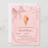 Eiscremes Stars Pink Bow Baby Dusche Einladung (Vorderseite)