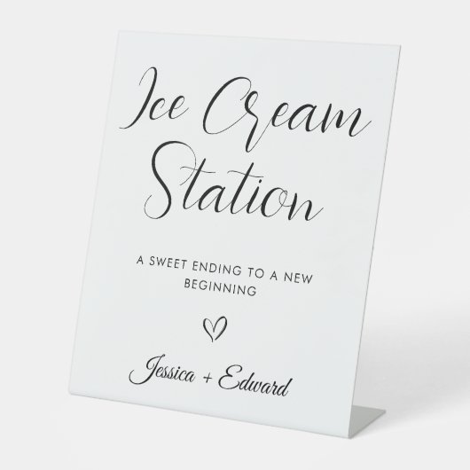 Eiscremestation Abschluss Minimal Schwarz-weiß Sockelschild (Vorderseite)