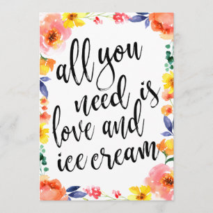 Eiscremestation erschwingliches Blumenschild Einladung