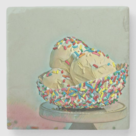 Eiscremesuppe Sprinklen Steinuntersetzer (Vorderseite)