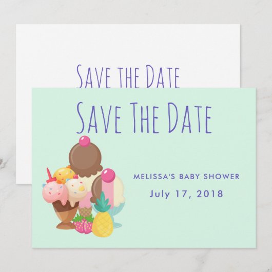 Eiscremesuppen mit Sprinklen Save the Date (Vorne/Hinten)