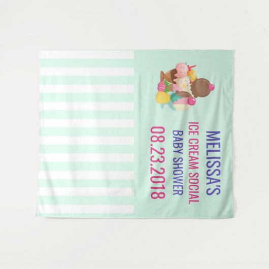 Eiscremesuppen mit Sprinkles Babydusche Wandteppich (Vorderseite (Horizontal))