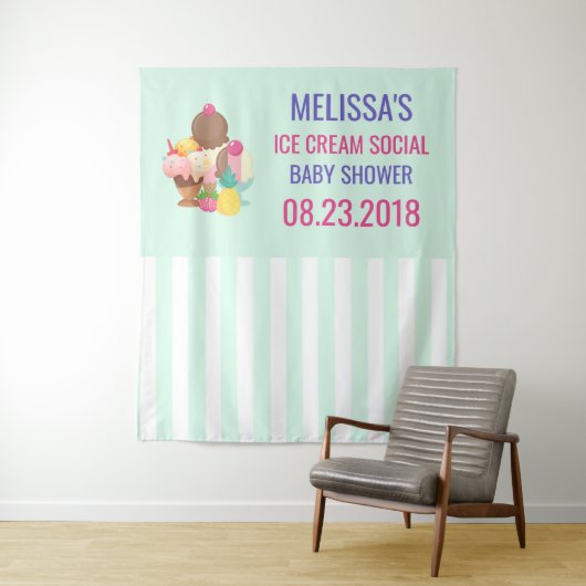 Eiscremesuppen mit Sprinkles Babydusche Wandteppich (Beispiel)