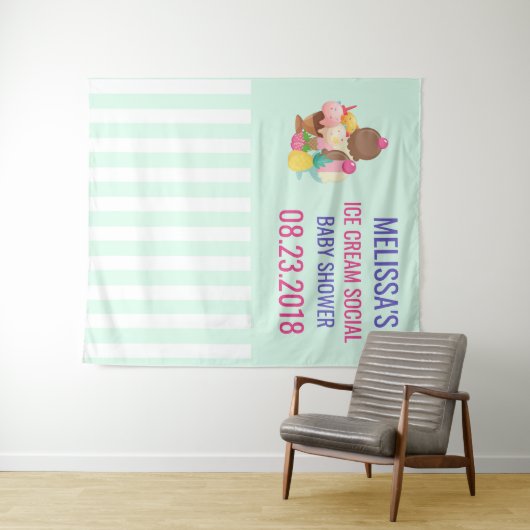 Eiscremesuppen mit Sprinkles Babydusche Wandteppich (Beispiel (Horizontal))