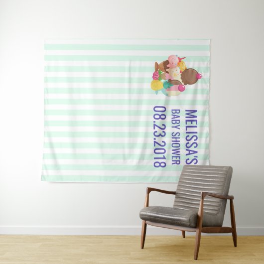 Eiscremesuppen mit Sprinkles Babydusche Wandteppich (Beispiel (Horizontal))