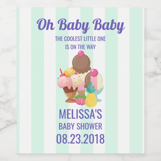 Eiscremesuppen mit Sprinkles Babydusche Weinetikett (Einzelnes Label)