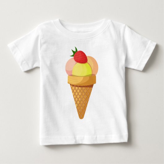 Eiscremesuppen und Erdbeeren in Waffelkonus Baby T-shirt (Vorderseite)