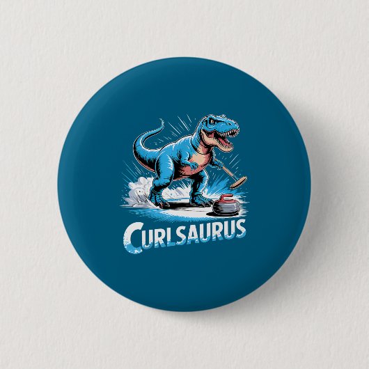 Eiscurling-Spieler Dinosaurier T-Rex lustiges Curl Button (Vorderseite)