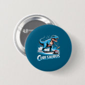 Eiscurling-Spieler Dinosaurier T-Rex lustiges Curl Button (Vorne & Hinten)