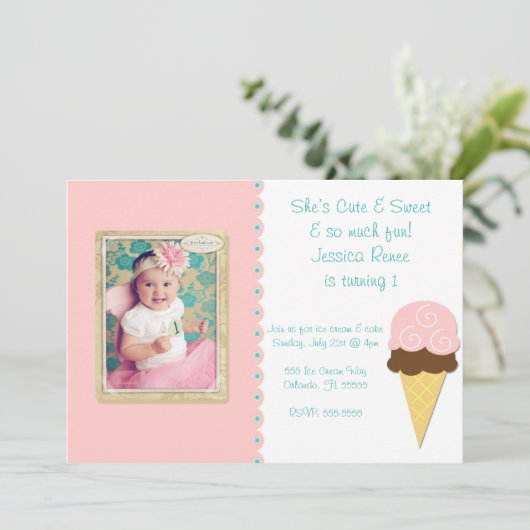 Eisdiele laden ein einladung (Stehend Vorderseite)