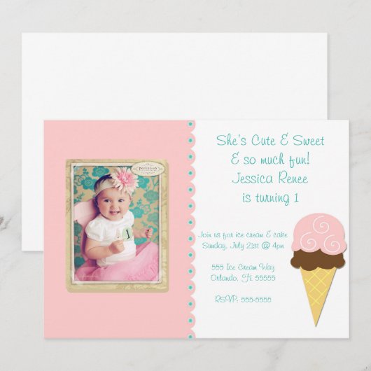 Eisdiele laden ein einladung (Vorne/Hinten)