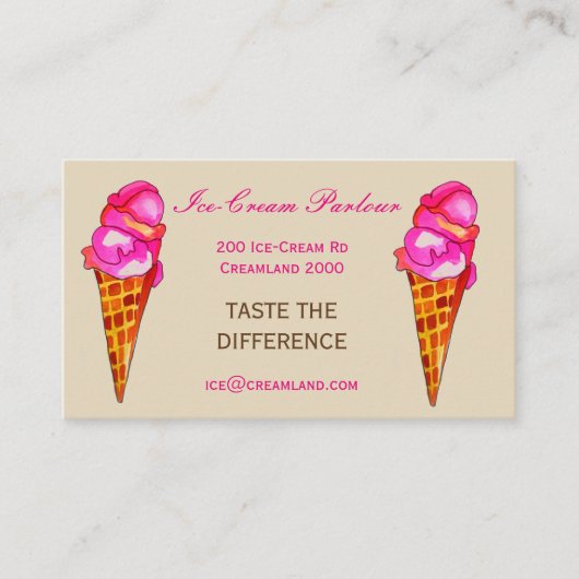 Eisdiele oder Geschäft Visitenkarte (Vorderseite)