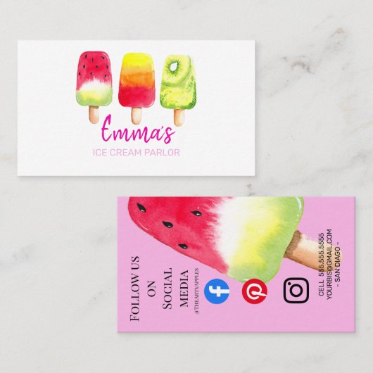 Eisdiele Party-Shop-Event Visitenkarte (Vorne/Hinten)