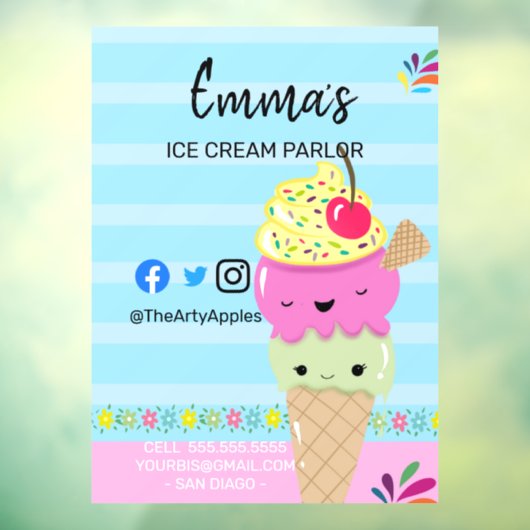 Eisdiele van Party Shop Event Food van Bu Fensteraufkleber (Blatt 3)