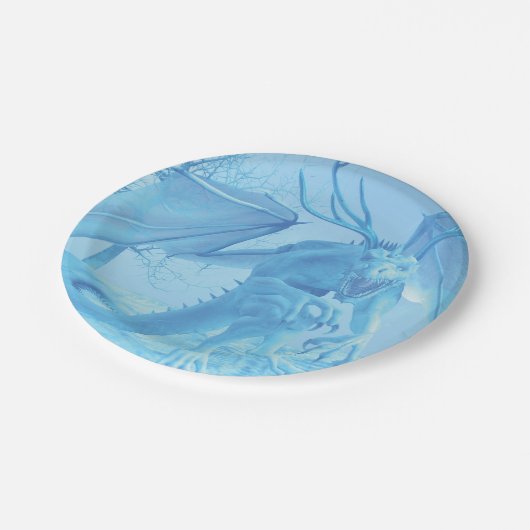 Eisdrache mit Geweih Pappteller (Schrägansicht)