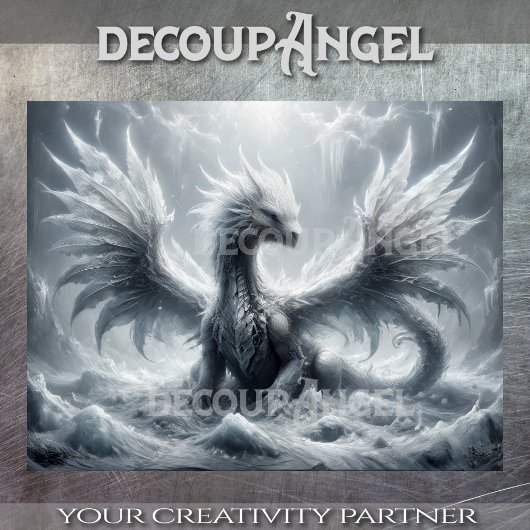 Eisdragon - Decoupage- Seidenpapier