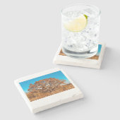 Eiseiche mit Fall Sonnenaufgang Glühstein Unterset Steinuntersetzer (Seitenansicht)