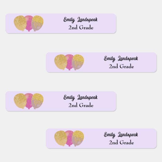 Eisen auf rosa Glitzer Party Balloons Labels Etiketten (Gruppe)