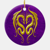 Eisen-Drachen, gelb und lila Keramikornament (Hinten)