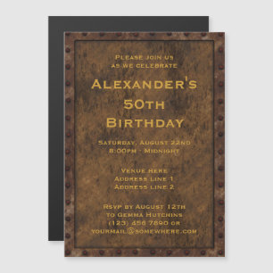 Eisen Gerahmte Wirkung Männer zum 50. Geburtstag Magneteinladung