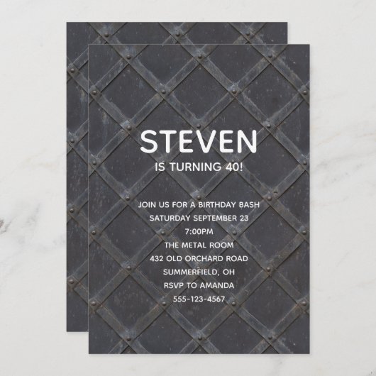Eisen Metall Gitter Gitterrahmen Geburtstag Einladung (Vorne/Hinten)