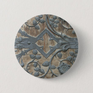 Eisen mittelalterliche Schleuse an der Holztür Button