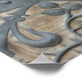 Eisen-Mittelalterliche Schleuse an der Holztür Poster (Ecke)