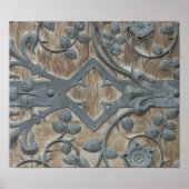 Eisen-Mittelalterliche Schleuse an der Holztür Poster (Vorne)