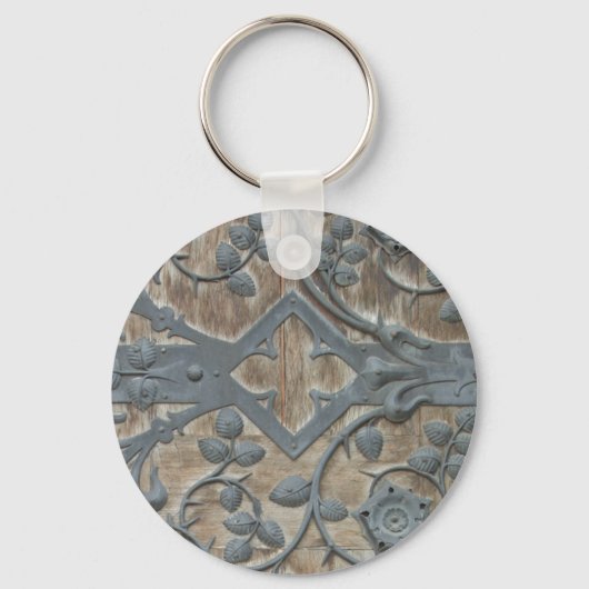 Eisen-Mittelalterliche Schleuse an der Holztür Schlüsselanhänger (Vorderseite)