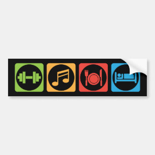 Eisen, Musik, Essen, Schlaf - Fitnessraum Autoaufkleber