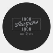 Eisen Sharpens Eisen Christlich Men Bible Scriptin Runder Aufkleber (Vorderseite)