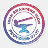 Eisen Sharpens Eisen Runder Aufkleber (Vorderseite)
