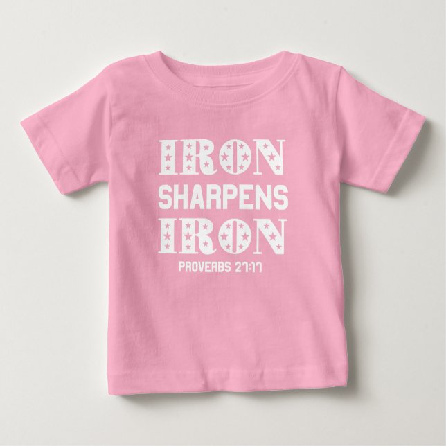 Eisen Sharpens Eisen Sprichwörter 27:11 Christlich Baby T-shirt (Vorderseite)