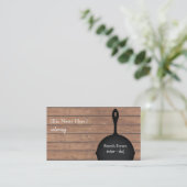 Eisen Skillet Wood Caterer Koch Restaurant Visitenkarte (Stehend Vorderseite)