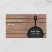 Eisen Skillet Wood Caterer Koch Restaurant Visitenkarte (Vorderseite)