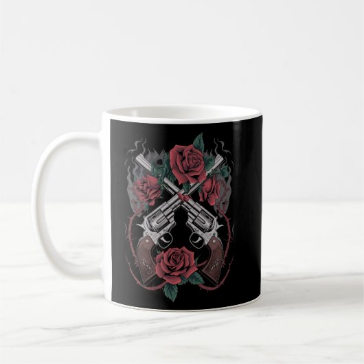 Eisen und Blut: Das T-Shirt der Revolver-Rose Kaffeetasse (Links)