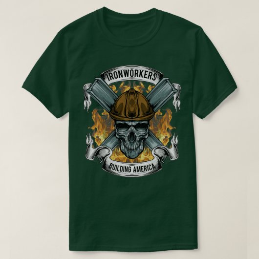 Eisenarbeiter-Gebäude Amerika T-Shirt (Design vorne)