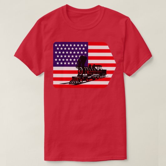 Eisenbahn als vermeintliche amerikanische Flagge T-Shirt (Design vorne)