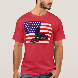 Eisenbahn als vermeintliche amerikanische Flagge T-Shirt